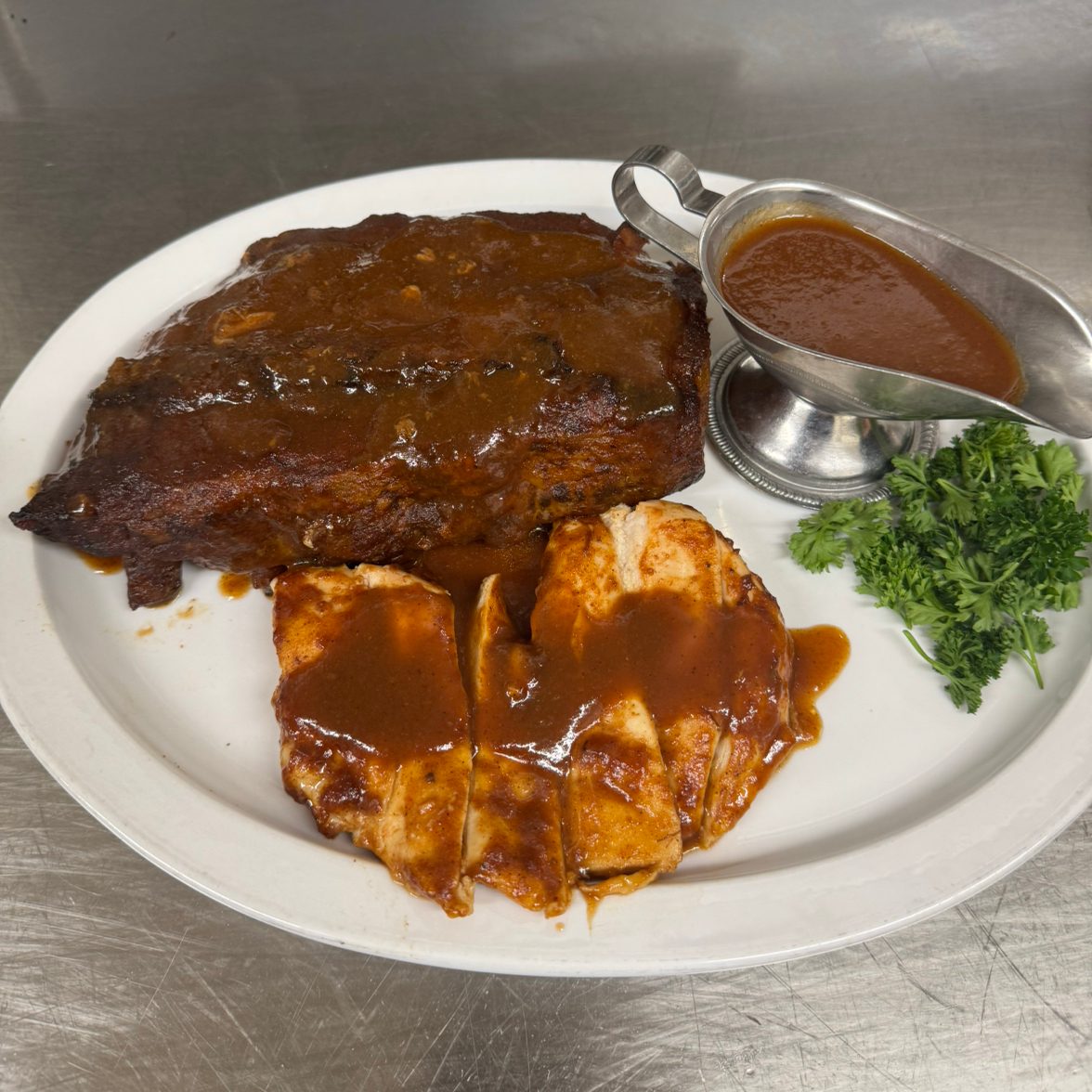 Half Rack And BBQ Chicken Breast.