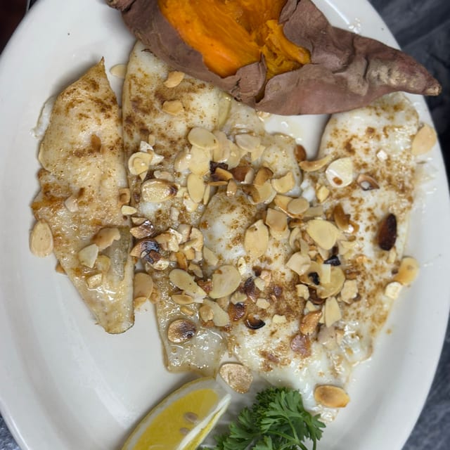 Flounder Almondine.