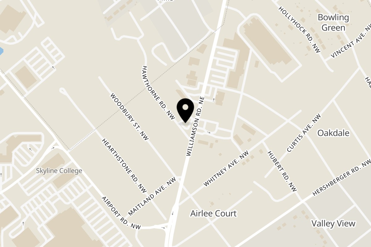 Map showing the location of Coach & Four on 5206 Williamson Road in Roanoke